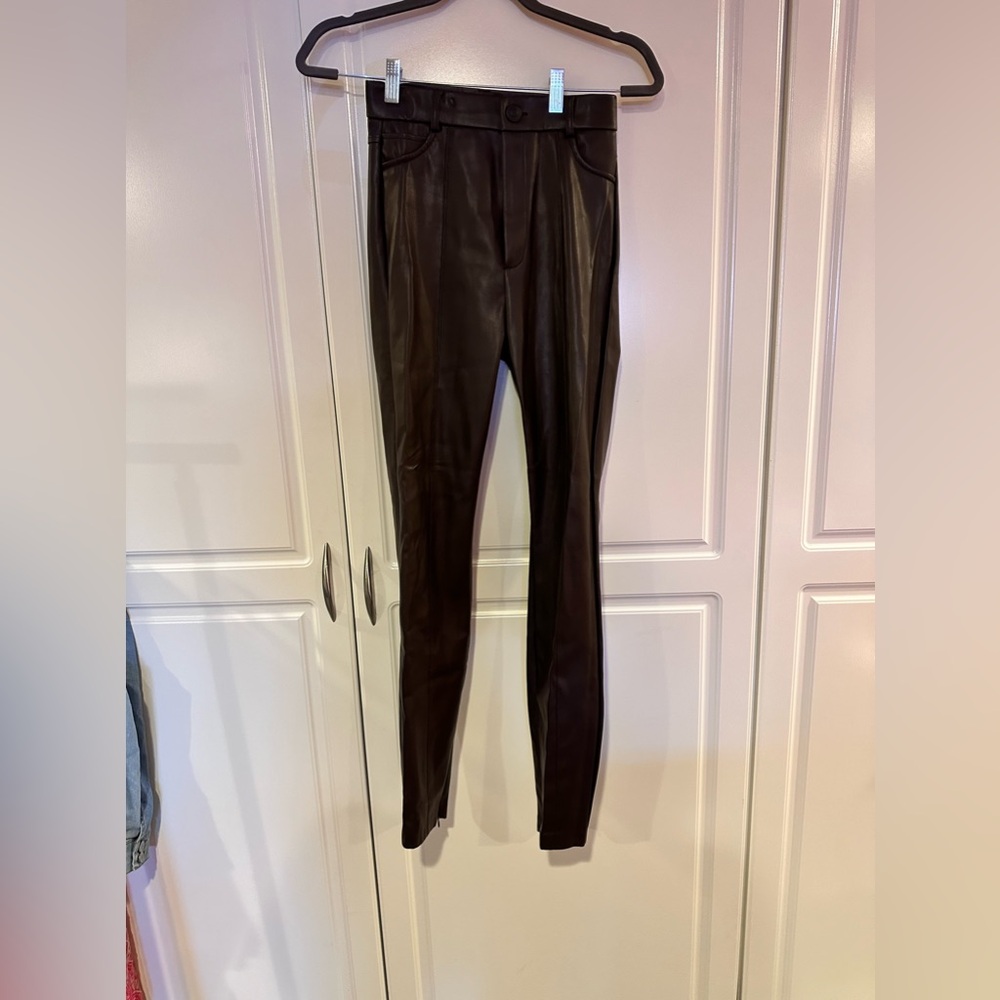 Zara faux leather , chocolate brown pants